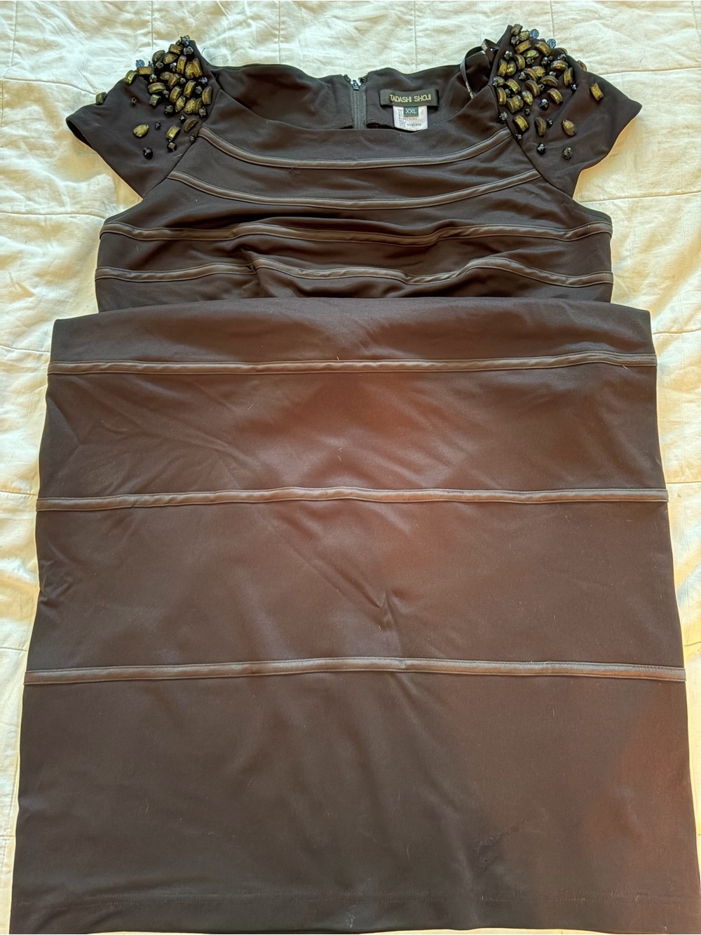 Tadashi Shoji Black Evening Dress with Beaded Detail